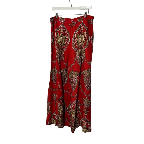 ANTHROPOLOGIE ETT: TWA WOMENS SIZE 12 MANON PAISLEY HIGH RISE WIDE LEG PANTS RED - Picture 3 of 12